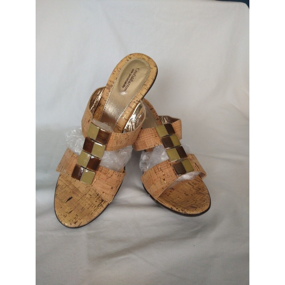 Croft & Barrow Slip-on Heels Size 9 1/2 MED Cork Upper embellishments Kohl's